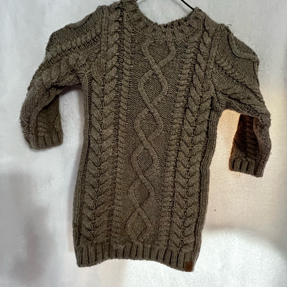 🏷️ 3/$40 🏷️ Canadiana Cozy Cable Knit Kids Dress - Brown